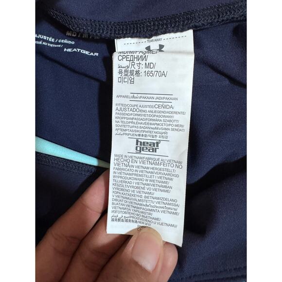 Under Armour Fitted Heatgear Compression Cropped Leggings Printed Blue Women’s - Picture 4 of 7